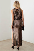 Mustard Seed Metallic Shiny Sequins Back Ribbon Bubble Top - Hovatok