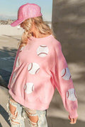 BiBi Sequin Baseball Patches French Terry Sweatshirt - Hovatok