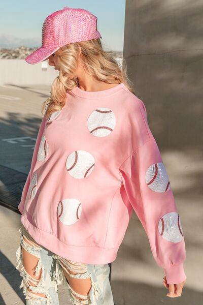 BiBi Sequin Baseball Patches French Terry Sweatshirt - Hovatok