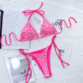 Leopard Print Halter Neck Tie Side Bikini Set - Hovatok