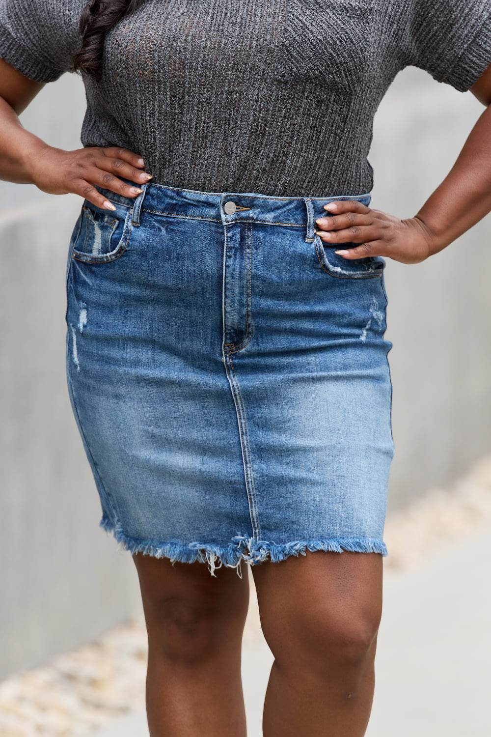 RISEN Amelia Full Size Denim Mini Skirt - Hovatok