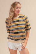 BiBi Multi Color Half Sleeve Sweater - Hovatok