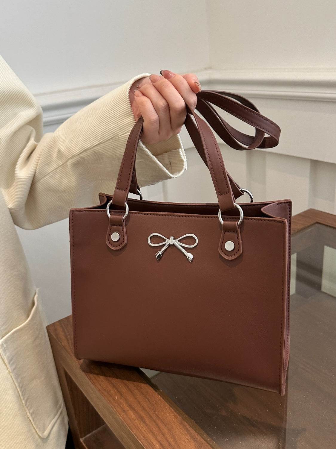 Bow PU Leather Shoulder Bag - Hovatok