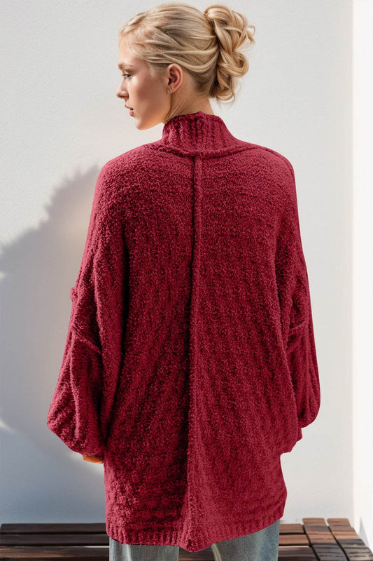 Double Take Full Size Open Front Long Sleeve Cardigan - Hovatok