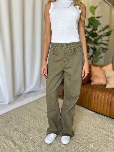 RFM Full Size High Rise Garment Dye Wide Leg Jeans - Hovatok