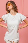 BiBi Scallop Edged Lace Trim Top - Hovatok