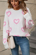 Angel Wings Heart Round Neck Dropped Shoulder Long Sleeve Sweater - Hovatok