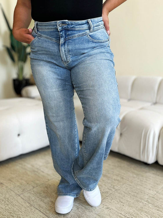 Judy Blue Full Size High Waist Wide Leg Jeans - Hovatok