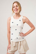 And The Why BOO Spider Web Embroidered Ribbed Tank - Hovatok