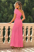 One-Shoulder Ruched Maxi Dress - Hovatok