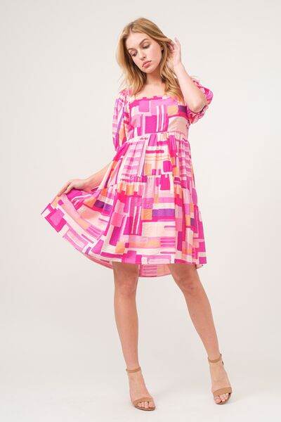 And The Why Color Block Puff Sleeve Dress - Hovatok