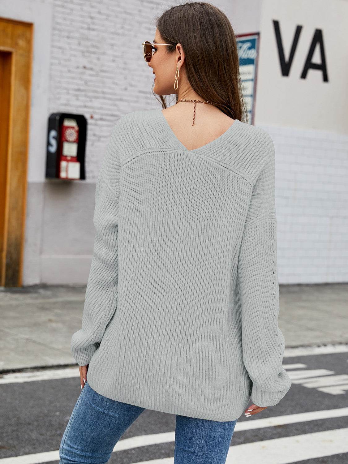 V-Neck Rib-Knit Top - Hovatok