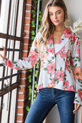 Heimish Full Size Multi Color Floral Blazers with Tunic Plus Size - Hovatok