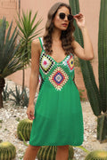 Geometric V-Neck Spaghetti Strap Cover Up Dress - Hovatok