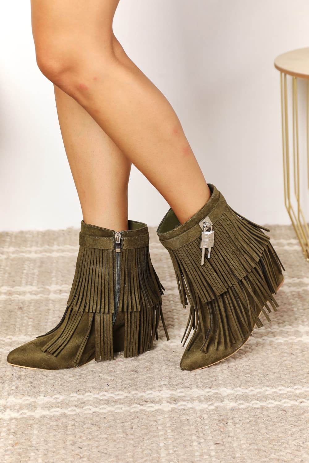 Legend Women's Tassel Wedge Heel Ankle Booties - Hovatok