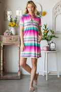 Heimish Full Size Striped Short Sleeve Mini Tee Dress Plus Size - Hovatok