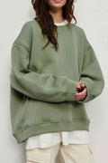 Oversize Round Neck Dropped Shoulder Sweatshirt - Hovatok
