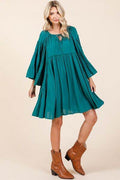 Mittoshop Frill Tie Neck Bell Sleeve Dress - Hovatok