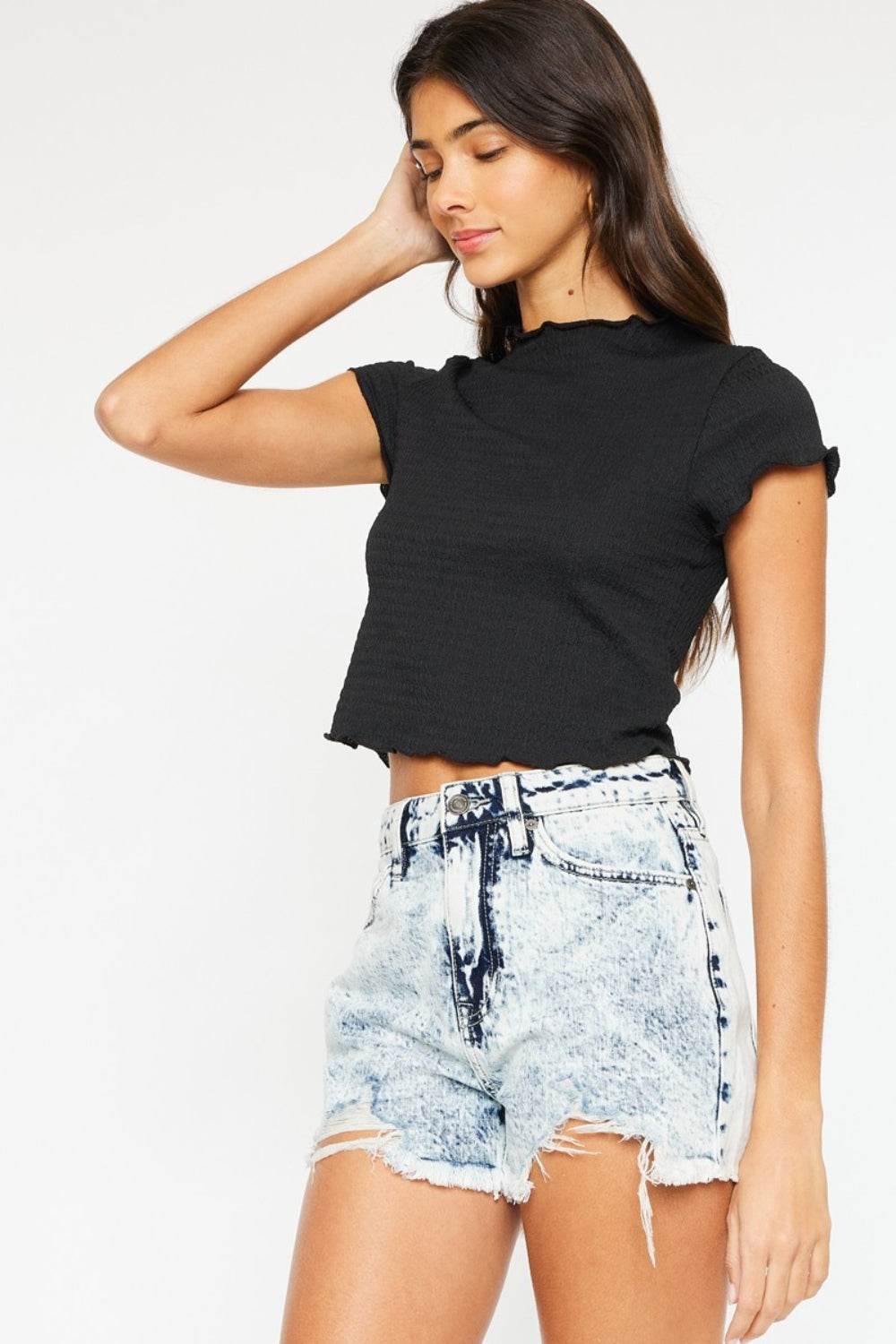 Kancan Full Size Distressed High Waist Denim Shorts - Hovatok