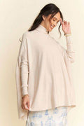 Davi & Dani High-Low Turtleneck Long Sleeve Knit Top - Hovatok
