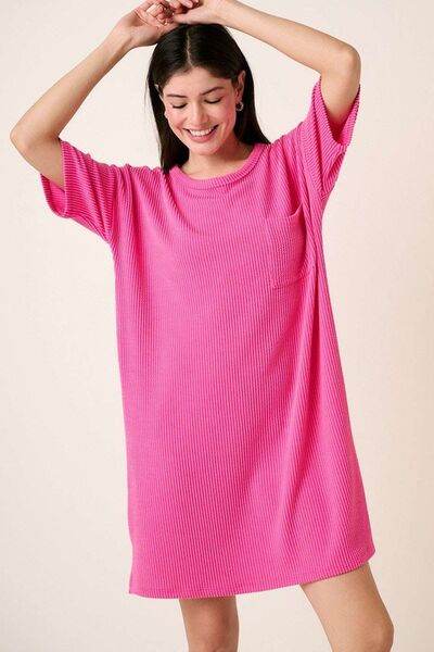 Mittoshop Urban Rib Knit Short Sleeve Tee Dress - Hovatok