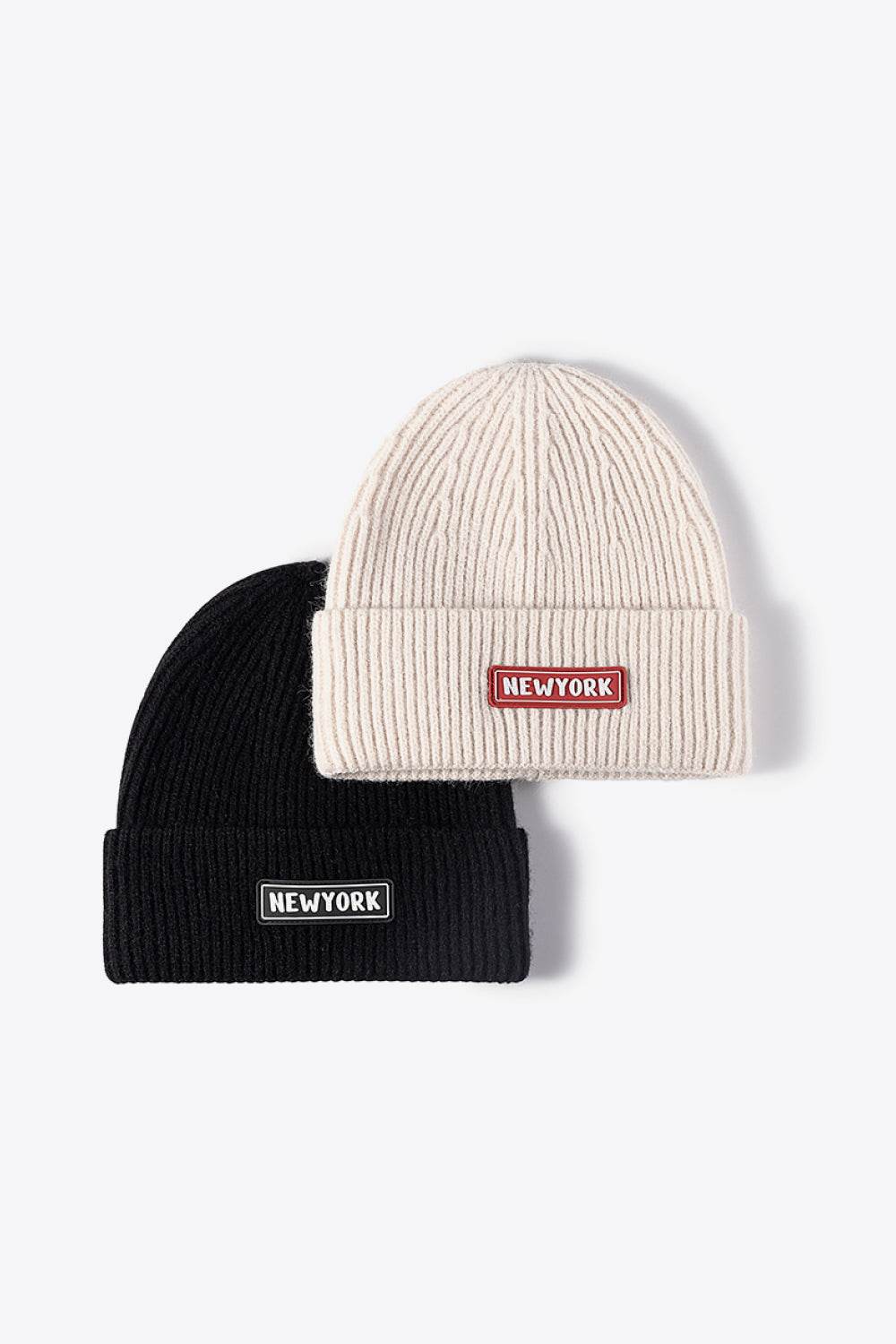 NEWYORK Patch Rib-Knit Cuffed Beanie - Hovatok