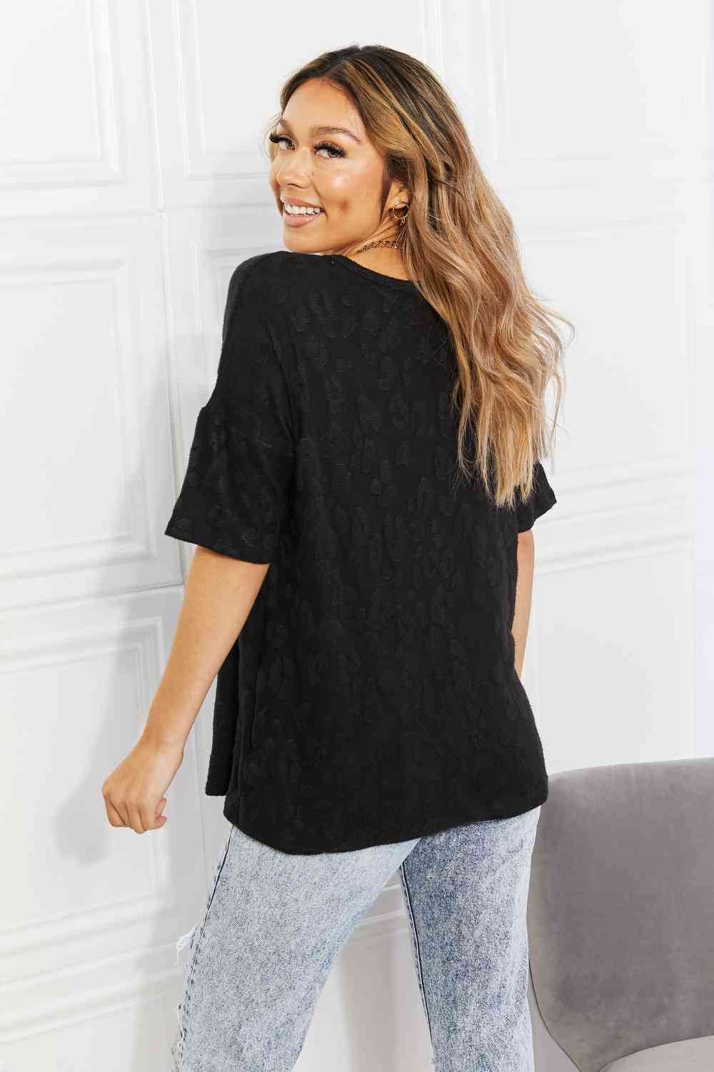 BOMBOM At The Fair Animal Textured Top in Black - Hovatok