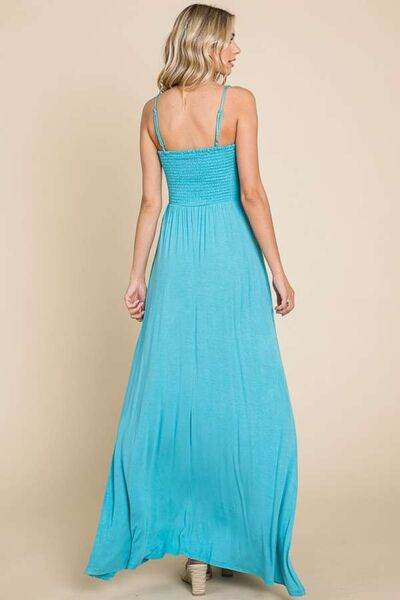 Culture Code Full Size Smocked Cami Maxi Dress with Pockets - Hovatok