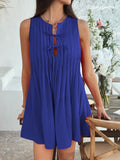 Devine Pleated Sleeveless Mini Dress - Hovatok