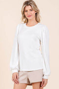Mittoshop Round Neck Long Sleeve Rib Knit Top - Hovatok
