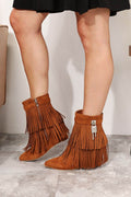 Legend Women's Tassel Wedge Heel Ankle Booties - Hovatok