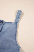 Wide Strap Denim Overalls with Pockets - Hovatok