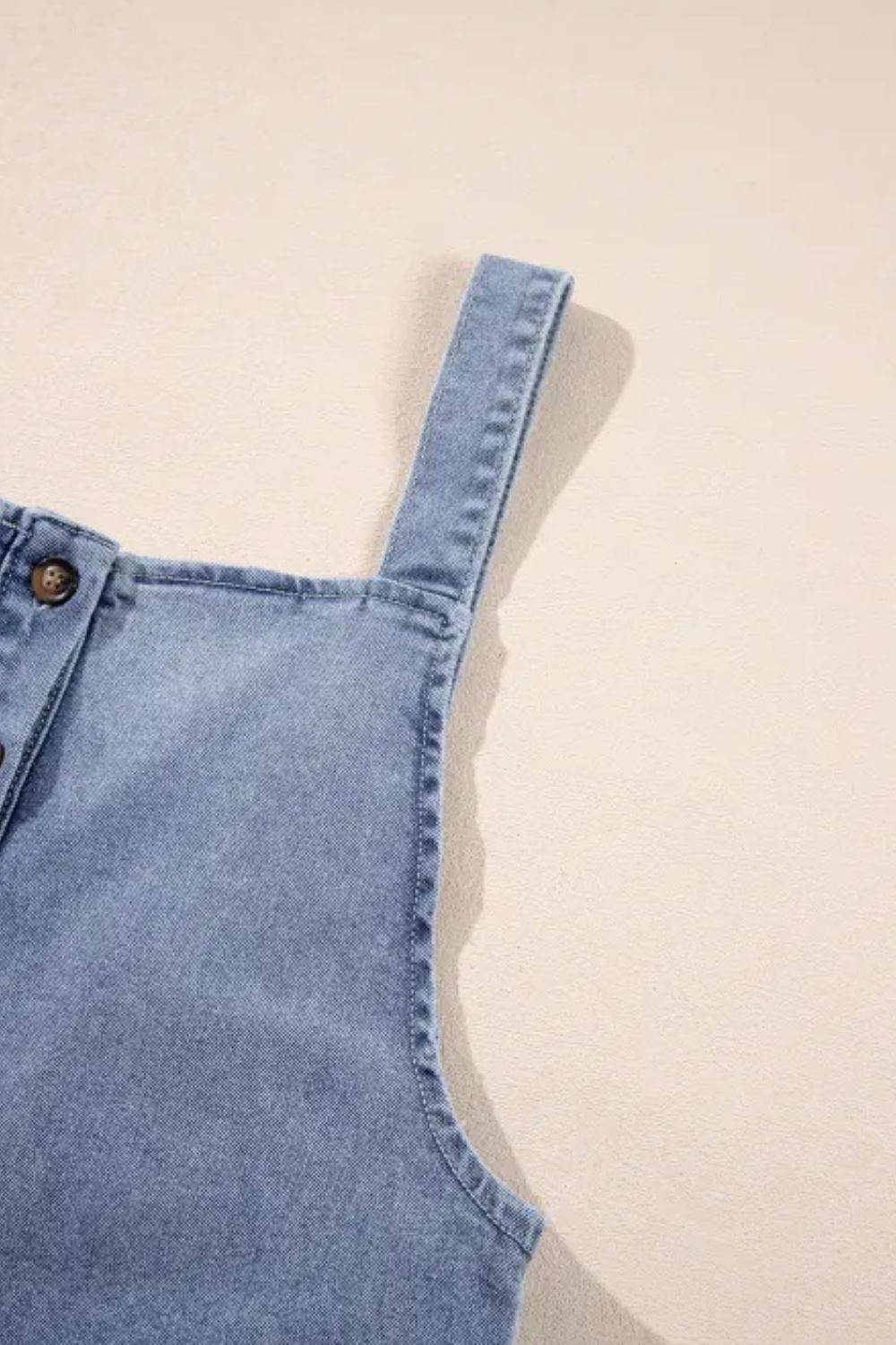 Wide Strap Denim Overalls with Pockets - Hovatok