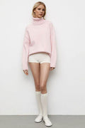 Basic Bae Turtleneck Dropped Shoulder Long Sleeve Sweater - Hovatok