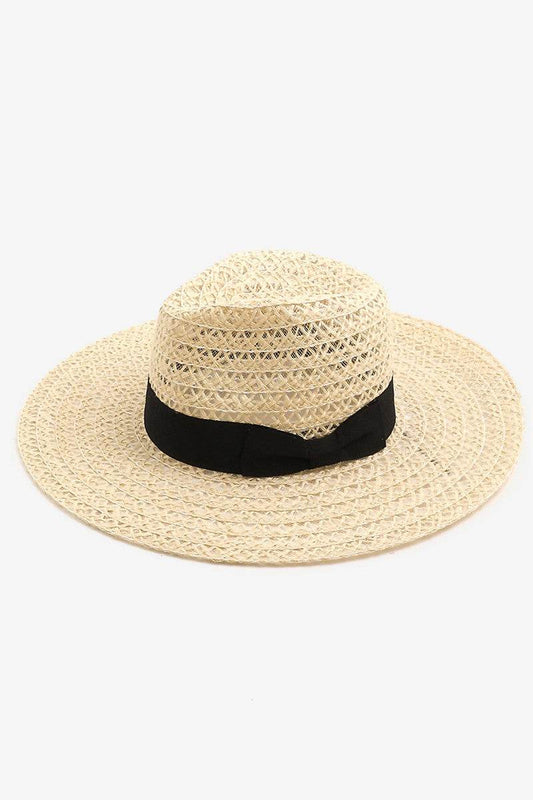 Fame Wide Brim Straw Weave Sun Hat - Hovatok
