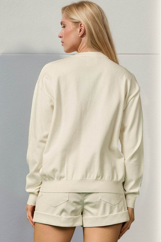 Double Take Full Size Sequin Nutcracker Long Sleeve Sweater - Hovatok