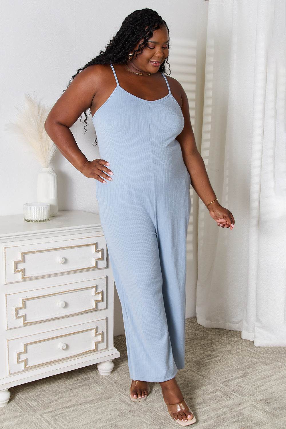 Basic Bae Full Size Spaghetti Strap V-Neck Jumpsuit - Hovatok