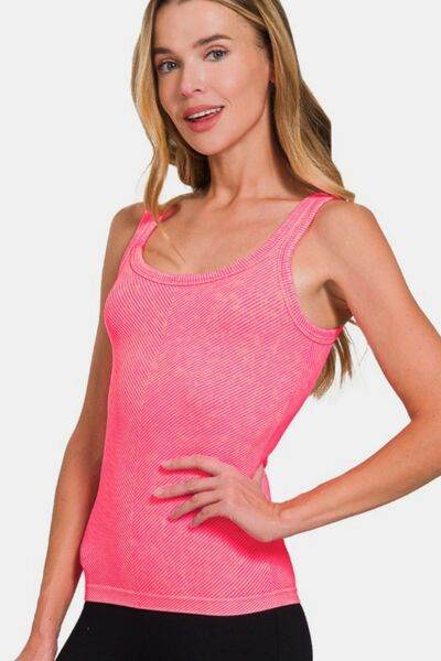 Zenana Ribbed Scoop Neck Tank - Hovatok
