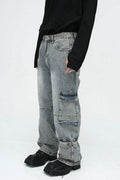 Wide Leg Jeans with Cargo Pockets - Hovatok