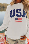 US Flag Corded Long Sleeve Sweatshirt - Hovatok