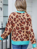 Angel Wings Leopard Round Neck Long Sleeve Sweater - Hovatok