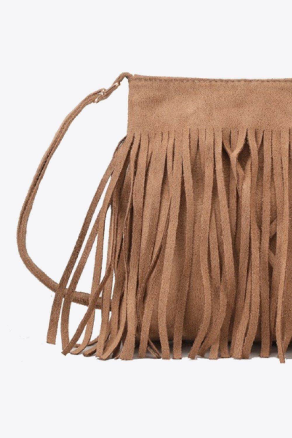 Adored PU Leather Crossbody Bag with Fringe - Hovatok
