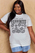 Simply Love Full Size CREATE HAPPINESS Graphic Cotton T-Shirt - Hovatok