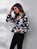 Floral V-Neck Balloon Sleeve Peplum Blouse - Hovatok