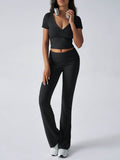Devine Short Sleeve Top and Bootcut Legging Set - Hovatok