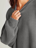 Double Take Side Slit Round Neck Long Sleeve Sweater - Hovatok