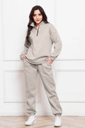 Half Zip Long Sleeve Sweatshirt and Pants Set - Hovatok