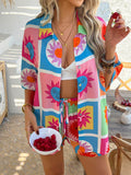 Devine Printed Button Down Shirt and Shorts Set - Hovatok
