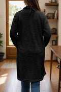 Full Size One Button Long Sleeve Longline Plush Coat - Hovatok
