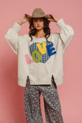 BiBi LOVE Heart Patch Slit French Terry Sweatshirt - Hovatok